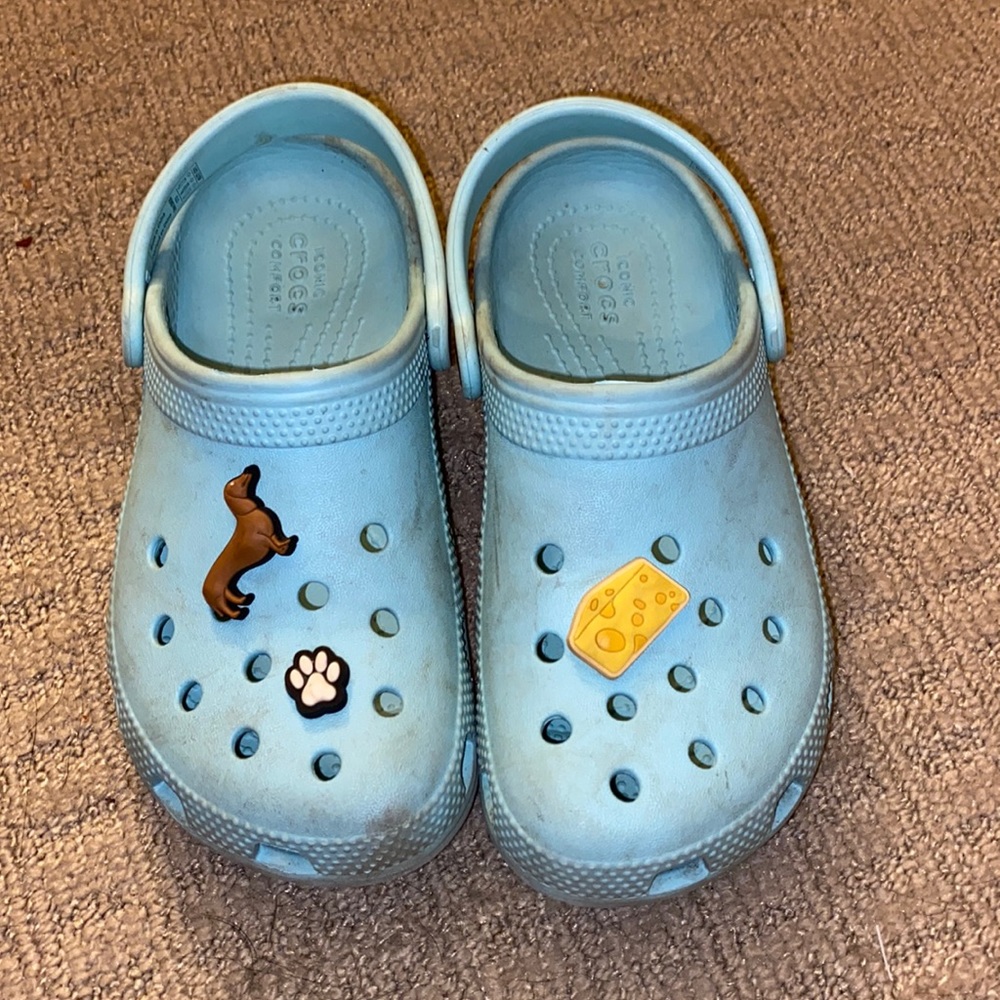 Light blue kids crocs size child 13